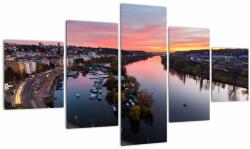 Mivali Tablou cu Praga nocturnă, din cinci bucăți 125x70 cm (V020968V12570)