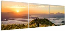 Mivali Tablou cu munți în apus de soare, din trei bucăți 150x50 cm (V021005V15050)