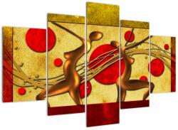 Mivali Tablou abstract cu două femei, din cinci bucăți 150x105 cm (V022071V150105)