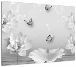 Mivali Tablou pe sticlă - Design flori și fluturi, dintr-o bucată 70x50 cm pe sticlă (V022491V7050GD)