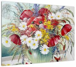 Mivali Tablou pe sticlă - Vază cu flori sălbatice, dintr-o bucată 70x50 cm pe sticlă (V023089V7050GD)