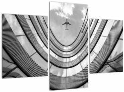 Mivali Tablou - Avionul deasupra clădirii, din trei bucăți 90x60 cm (V023108V90603PCS)