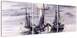 Mivali Tablou - Port marin, pictură în ulei, din trei bucăți 120x40 cm (V023195V12040)