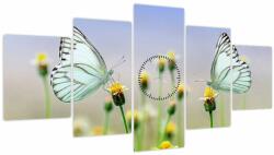 Mivali Tablou cu fluture pe floare (cu ceas), din cinci bucăți 150x80 cm cu ceas (V021248V15080C)