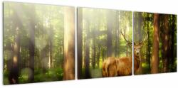 Mivali Tablou cu cerbul în pădure, din trei bucăți 120x40 cm (V021263V12040)