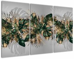 Mivali Tablou - Frunze tropicale, Galben - auriu, din trei bucăți 120x80 cm (V023488V120803PCS)