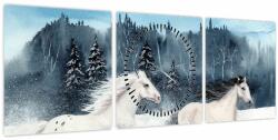 Mivali Tablou cu caii pictați (cu ceas), din trei bucăți 90x30 cm cu ceas (V022182V9030C)