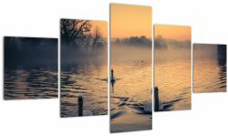 Mivali Tablou cu lebăde pe apă în ceață, din cinci bucăți 125x70 cm (V020989V12570)