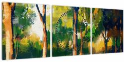Mivali Tablou - Pădure de vară însorită, pictură (cu ceas), din trei bucăți 90x30 cm cu ceas (V023200V9030C)