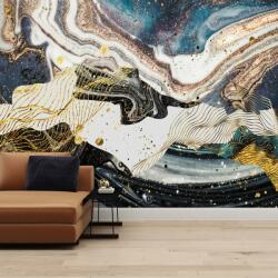 Mivali Fototapet - Marmura cu decor auriu, vlies, 343x238 cm (T100939TQ7)