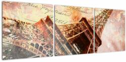 Mivali Tablou - Turnul Eiffel în stil vintage, din trei bucăți 120x40 cm (V023451V12040)