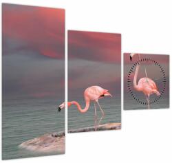 Mivali Tablou - Flamingo (cu ceas), din trei bucăți 90x70 cm cu ceas (V022321V9070C)