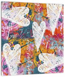 Mivali Tablou pe sticlă - Inima pe un fundal abstract, dintr-o bucată 30x30 cm pe sticlă (V023478V3030GD)