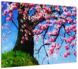 Mivali Tablou pe sticlă - Cireș înflorit - pictură, dintr-o bucată 70x50 cm pe sticlă (V023314V7050GD)