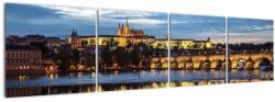 Mivali Tablou cu palatul din Praga și podul lui Carol, din patru bucăți 160x40 cm (V020970V16040)
