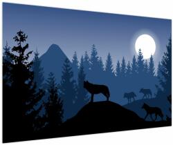 Mivali Tablou - Haita de lupi sub lună plină, dintr-o bucată 120x80 cm (V023619V12080)
