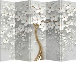 Mivali Paravan - Copac alb cu flori, din 5 bucăți, 210x170 cm (P020977P225180)