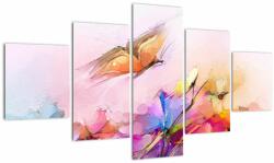 Mivali Tablou - Fluture asupra florilor, abstracție, din cinci bucăți 125x70 cm (V022906V12570)