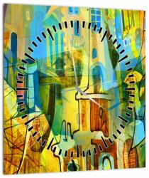 Mivali Tablou - Arhitectură, abstractizare cubistă (cu ceas), dintr-o bucată 30x30 cm cu ceas (V023269V3030C)