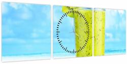 Mivali Tablou - smoothie kiwi (cu ceas), din trei bucăți 90x30 cm cu ceas (V020171V9030C)