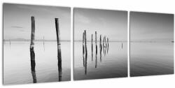Mivali Tablou cu nivelul de lac alb negru, din trei bucăți 90x30 cm (V022032V9030)