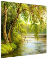 Mivali Tablou - Salcie lângă lac, pictură în ulei, dintr-o bucată 70x70 cm (V023249V7070)