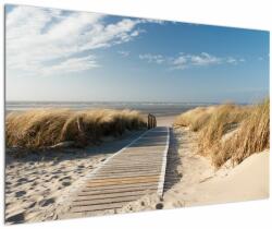 Mivali Tablou - Plaja cu nisip de pe insula Langeoog, Germania, dintr-o bucată 120x80 cm (V023268V12080)