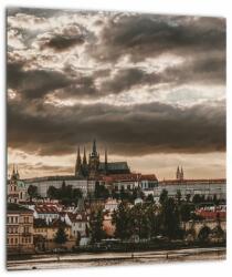 Mivali Tablou pe sticlă - Praga înnorită, dintr-o bucată 30x30 cm pe sticlă (V020258V3030GD)