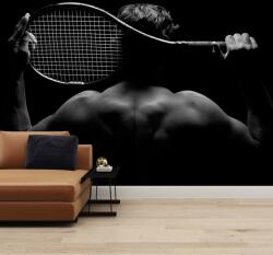 Mivali Fototapet - Jucătoare de tenis nud, alb-negru, vlies, 392x272 cm (T100501TQ8)
