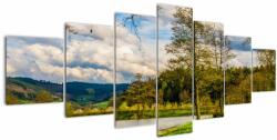 Mivali Tablou - Barcă pe lac, din șapte bucăți 210x100 cm (V022597V210100)