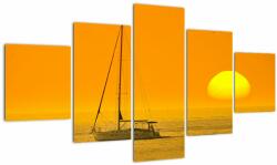 Mivali Tablou - Barca în mijlocul mării, din cinci bucăți 125x70 cm (V022634V12570)