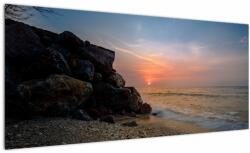 Mivali Tablou apusului de soare pe plajă, dintr-o bucată 100x40 cm (V020214V10040)