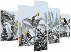 Mivali Tablou - Animale în pădurea tropicală, din cinci bucăți 150x105 cm (V023604V150105)