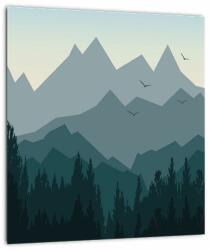 Mivali Tablou pe sticlă - Munții cu privirea graficeanului, dintr-o bucată 30x30 cm pe sticlă (V022142V3030GD)