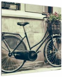 Mivali Tablou - Bicicleta de epocă cu flori, dintr-o bucată 70x70 cm (V023413V7070)