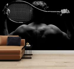 Mivali Fototapet - Jucătoare de tenis nud, alb-negru, vlies, 245x170 cm (T100501TQ5)