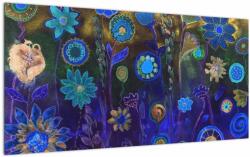 Mivali Tablou pe sticlă - Flori albastru închis, dintr-o bucată 100x50 cm pe sticlă (V023049V10050GD)