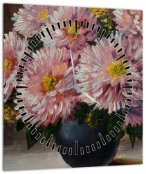 Mivali Tablou - Pictură în ulei, flori în vază (cu ceas), dintr-o bucată 30x30 cm cu ceas (V022818V3030C)