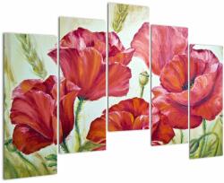 Mivali Tablou - Mac - flori, din cinci bucăți 125x90 cm (V023305V12590)