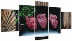 Mivali Tablou cu carne pe farfurie (cu ceas), din cinci bucăți 150x80 cm cu ceas (V021193V15080C)