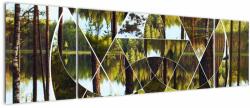 Mivali Tablou - Colaj geometric pe fundalul pădurilor nordice, din trei bucăți 170x50 cm (V023063V17050)