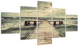 Mivali Tablou cu dig din lemn la mare, din cinci bucăți 125x70 cm (V021949V12570)