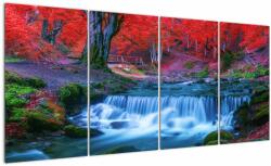 Mivali Tablou - Cascada în pădurea roșie, din patru bucăți 160x80 cm (V023169V16080)