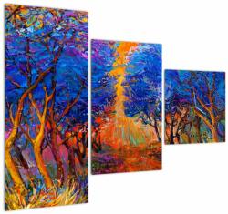Mivali Tablou - Coroane de copac de toamnă, impresionism modern (cu ceas), din trei bucăți 90x70 cm cu ceas (V023407V9070C)