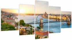 Mivali Tablou cu orașul Budapesta și râu (cu ceas), din cinci bucăți 150x80 cm cu ceas (V020712V15080C)