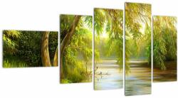 Mivali Tablou - Salcie lângă lac, pictură în ulei, din cinci bucăți 110x60 cm (V023249V11060)