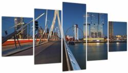 Mivali Tablou - Amurg în Rotterdam, Olanda (cu ceas), din cinci bucăți 150x80 cm cu ceas (V022478V15080C)