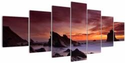 Mivali Tablou cu apus de soare pe mal, din șapte bucăți 210x100 cm (V021297V210100)