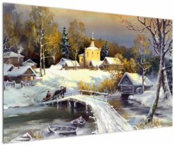 Mivali Tablou - Orășel iarna, dintr-o bucată 120x80 cm (V023276V12080)