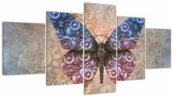 Mivali Tablou - Fluture steampunk (cu ceas), din cinci bucăți 150x80 cm cu ceas (V022985V15080C)